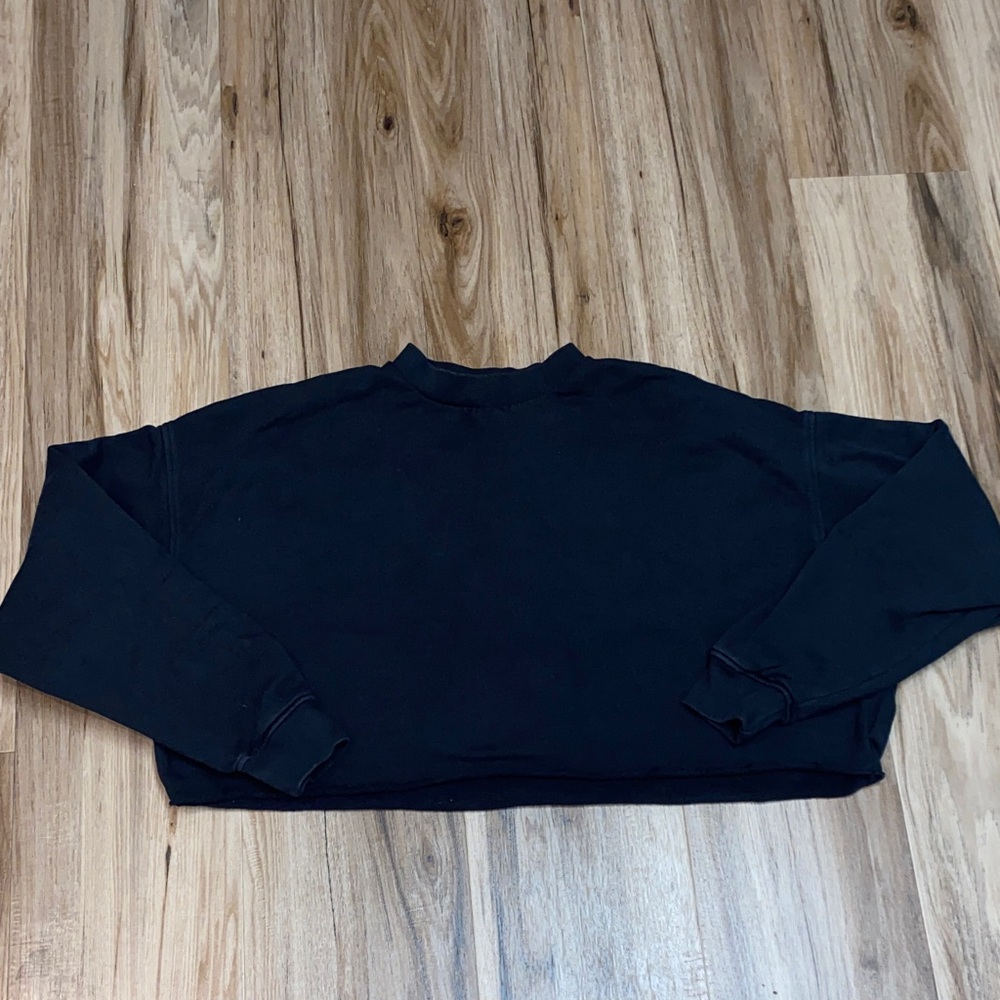 MATE THE LABEL CROPPED SWEATSHIRT 100% ORGANIC COTTON BLACK Womens Sz XS